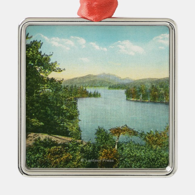 View of Lower Saranac Lake from Bluff Island Metal Ornament (Front)