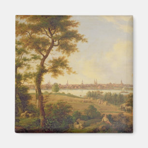 View of Lubeck, 1869 (oil on canvas) Magnet