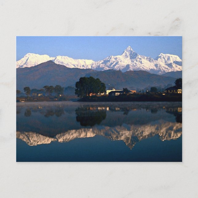 View of Macchapuchhre over Pokhara Lake, Pokhara, Postcard (Front)