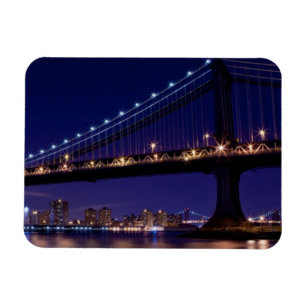 View of Manhattan bridge at night Magnet