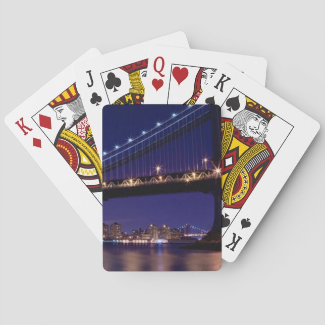 View of Manhattan bridge at night Playing Cards (Back)