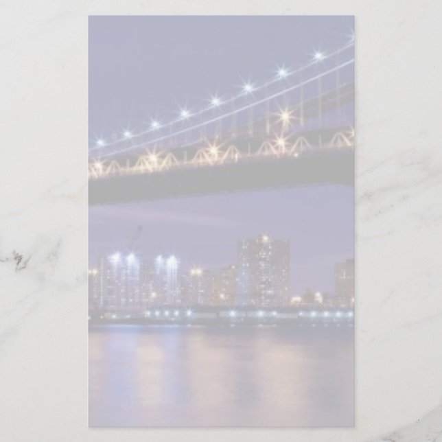 View of Manhattan bridge at night Stationery (Front)