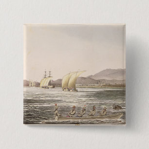 View of Manila, Philippines, 1826 15 Cm Square Badge