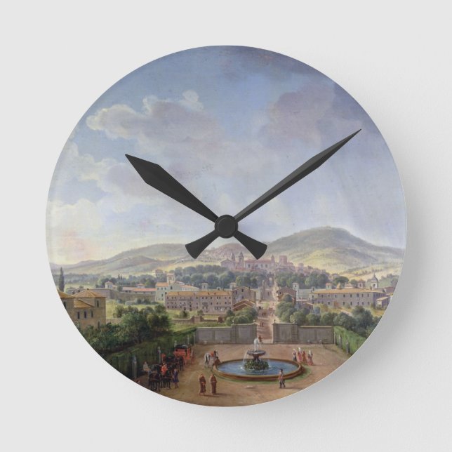 View of Marino, 1719 (oil on canvas) Round Clock (Front)