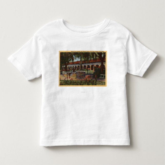 View of Mission, Memory Garden, Serra Statue Toddler T-Shirt (Front)