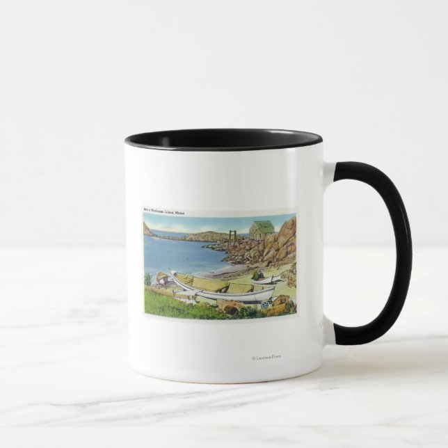 View of Monhegan Island, Beach Scene Mug (Right)