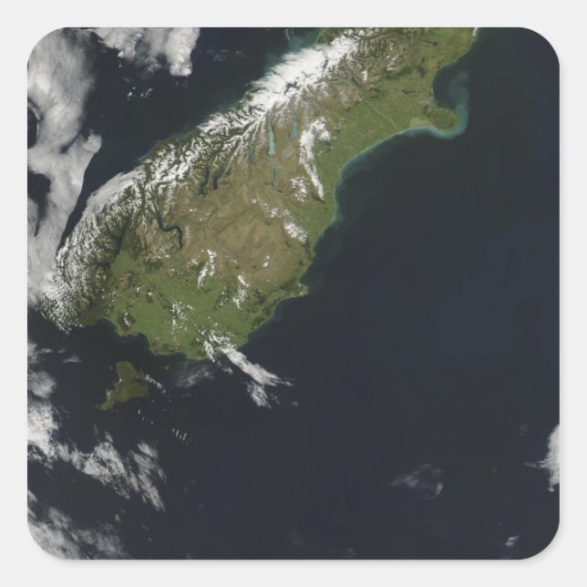 View of most of the South Island of New Zealand Square Sticker (Front)