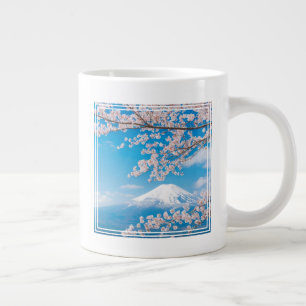 View of Mount Fuji with Cherry Blossoms Large Coffee Mug