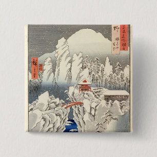 View of Mount Haruna in the Snow 15 Cm Square Badge