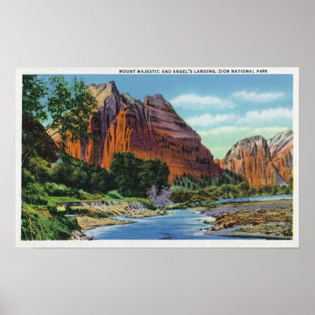 View of Mount Majestic and Angel's Landing Poster (Front)