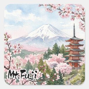 View of Mt. Fuji from Arakurayama Sengen Park Square Sticker