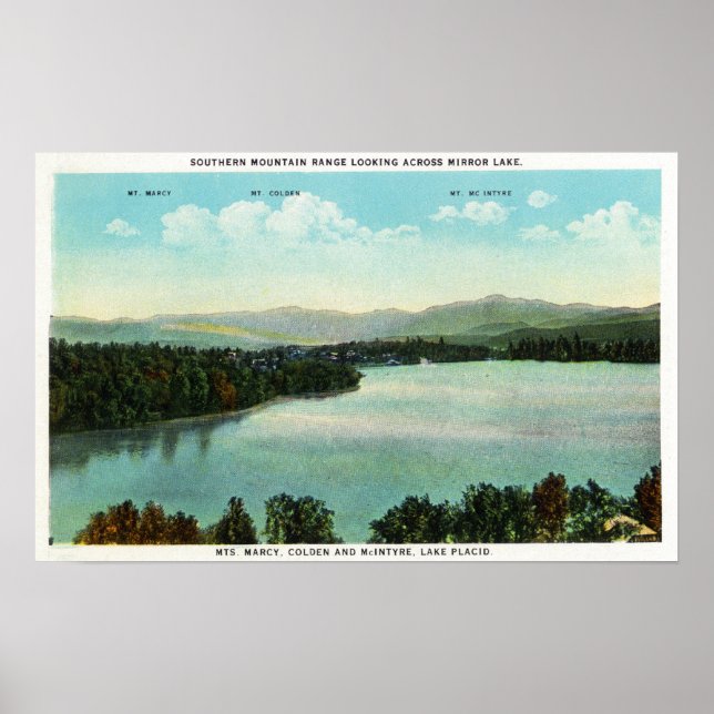 View of Mts. Marcy, Colden, and McIntyre Poster (Front)