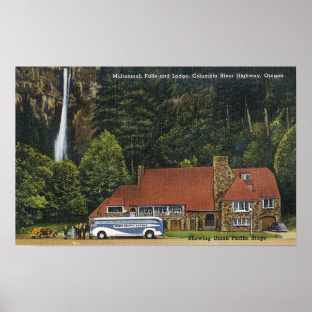View of Multnomah Falls Lodge Poster (Front)