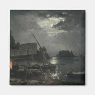 View of Naples in Moonlight, 1829 Magnet