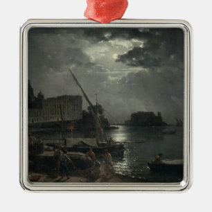 View of Naples in Moonlight, 1829 Metal Tree Decoration