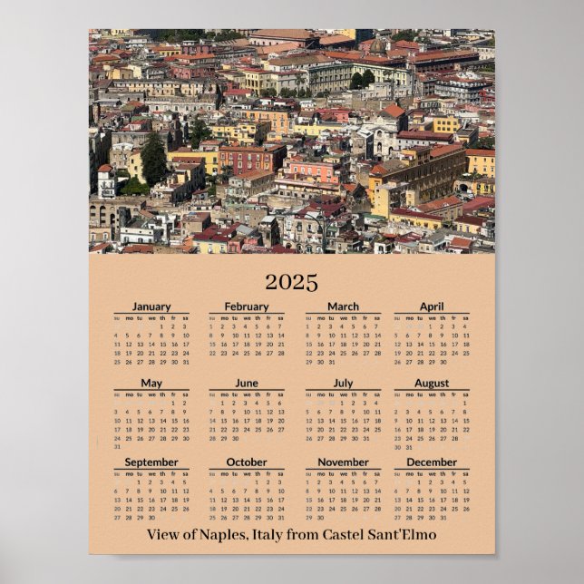 View of Naples, Italy 2026 Calendar Poster (Front)