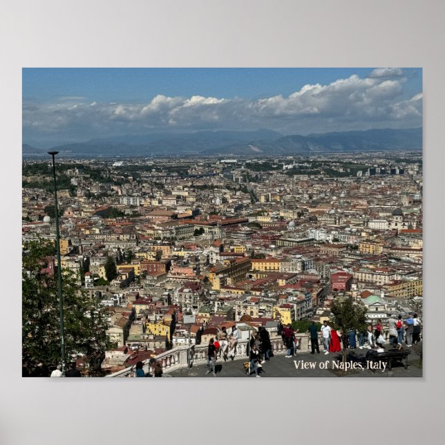 View of Naples, Italy Design Poster (Front)