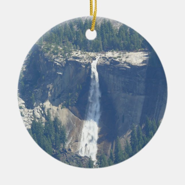 View of Nevada Falls from Glacier Point, CA Ceramic Ornament (Front)