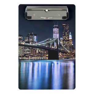 View of New York's Brooklyn bridge reflection Mini Clipboard