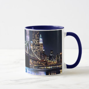 View of New York's Brooklyn bridge reflection Mug