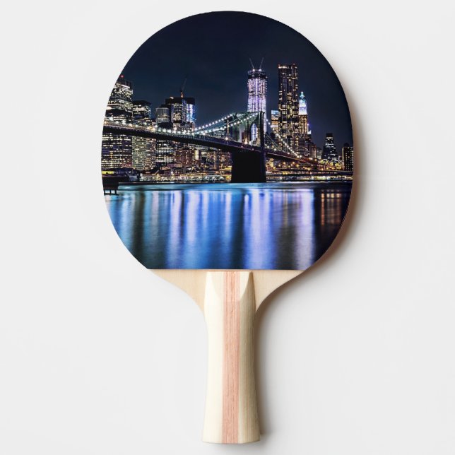 View of New York's Brooklyn bridge reflection Ping Pong Paddle (Front)
