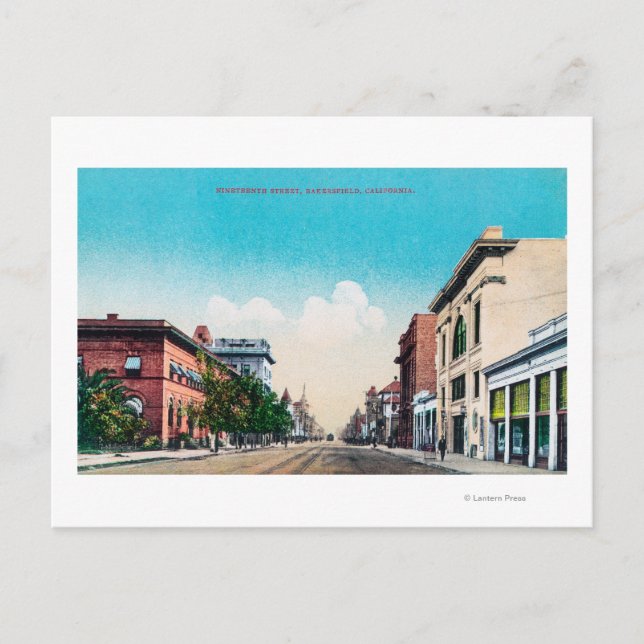 View of Nineteenth StreetBakersfield, CA Postcard (Front)