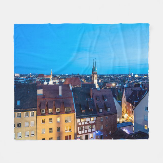 View of Nuremberg old town at night Fleece Blanket (Front (Horizontal))