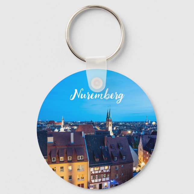 View of Nuremberg old town at night Key Ring (Front)