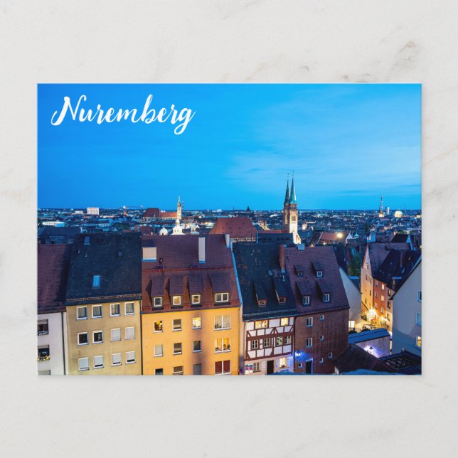 View of Nuremberg old town at night Postcard (Front)
