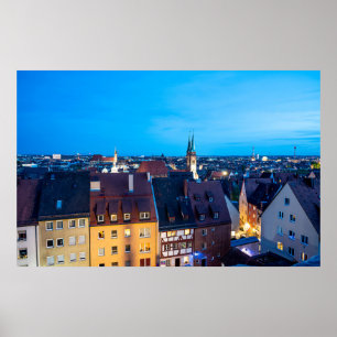 View of Nuremberg old town at night Poster