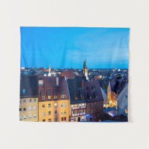 View of Nuremberg old town at night Tapestry