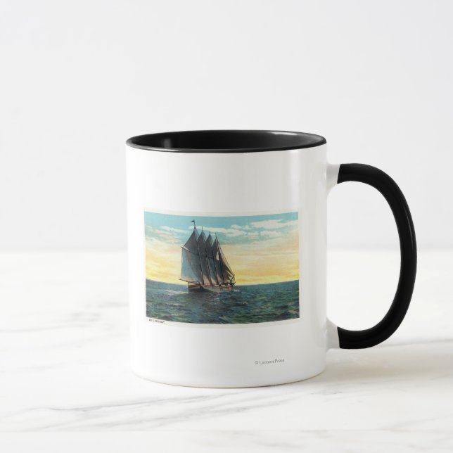 View of Old French Castle, 3 Countries Flags Mug (Right)