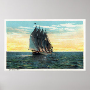 View of Old French Castle, 3 Countries Flags Poster