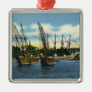 View of Old Shipwrecks in the Harbour Metal Tree Decoration