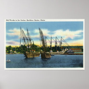 View of Old Shipwrecks in the Harbour Poster