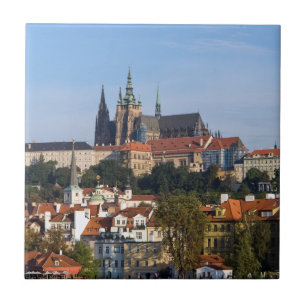 View of old town and Prague castle, Czech Republic Ceramic Tile