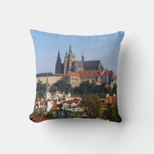 View of old town and Prague castle, Czech Republic Cushion