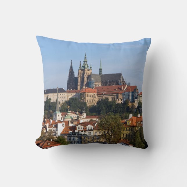 View of old town and Prague castle, Czech Republic Cushion (Front)