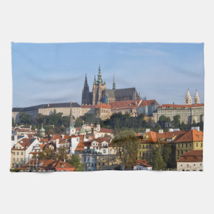 View of old town and Prague castle, Czech Republic Tea Towel