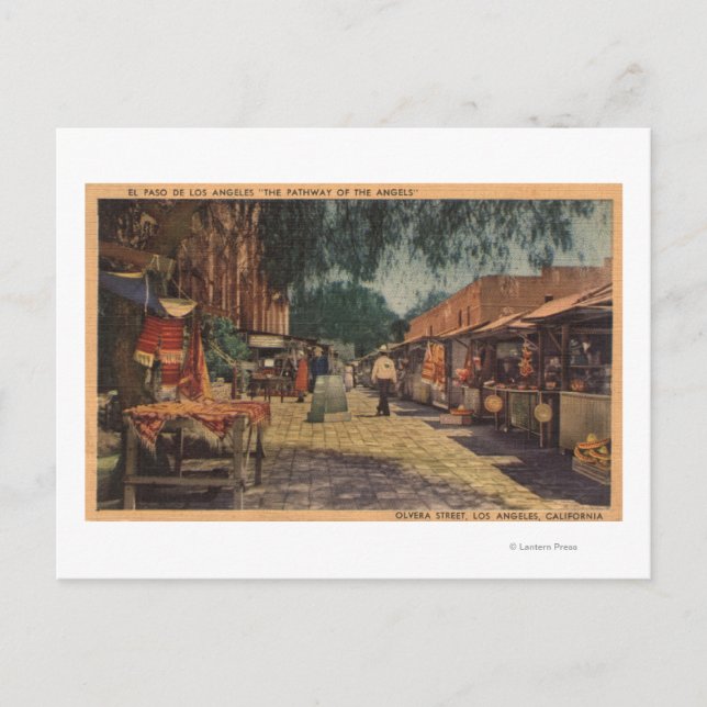 View of Olvera St. (El Paso de Los Angeles) Postcard (Front)