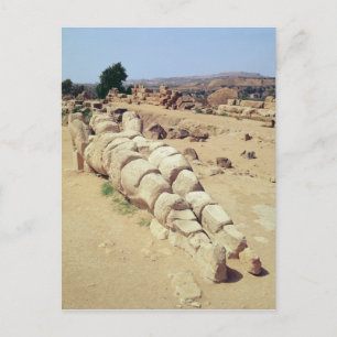 View of one of the giant Telemon statues Postcard