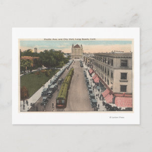 View of Pacific Avenue and City Hall Postcard