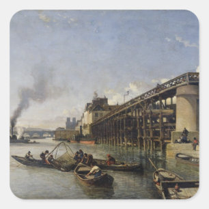 View of Paris, the Seine or l'Estacade, 1853 Square Sticker