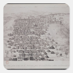 View of part of the town of Timbuktu from a hill Square Sticker