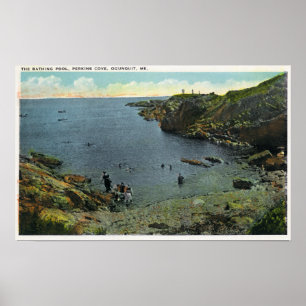View of Perkins Cove, Swimming Scene Poster