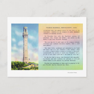 View of Pilgrim Memorial and Brief Information Postcard