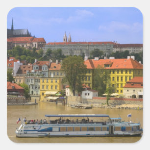 View of Prague Castle and town by Vltava Square Sticker
