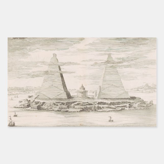 View of pyramids near the tomb of Egyptian Kings Rectangular Sticker (Front)