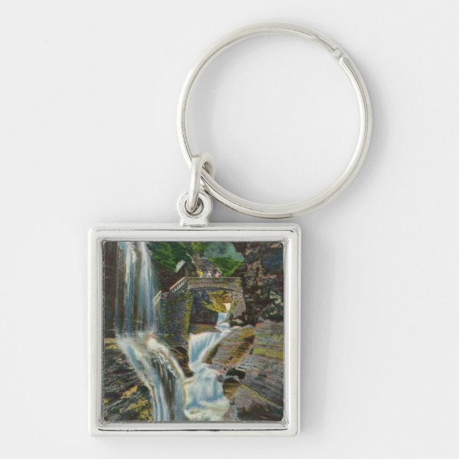 View of Rainbow Falls and Bridge Key Ring (Front)