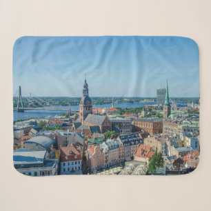 View of Riga city center from above Sherpa Blanket